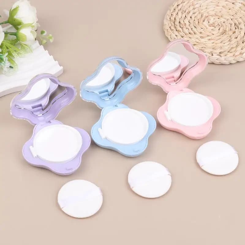 Empty Container for Fondotinta Cushion Fai-da-Te, Mini Carin Box with Portable Mirror for BB Cream, Cosmetic Case with Sponge