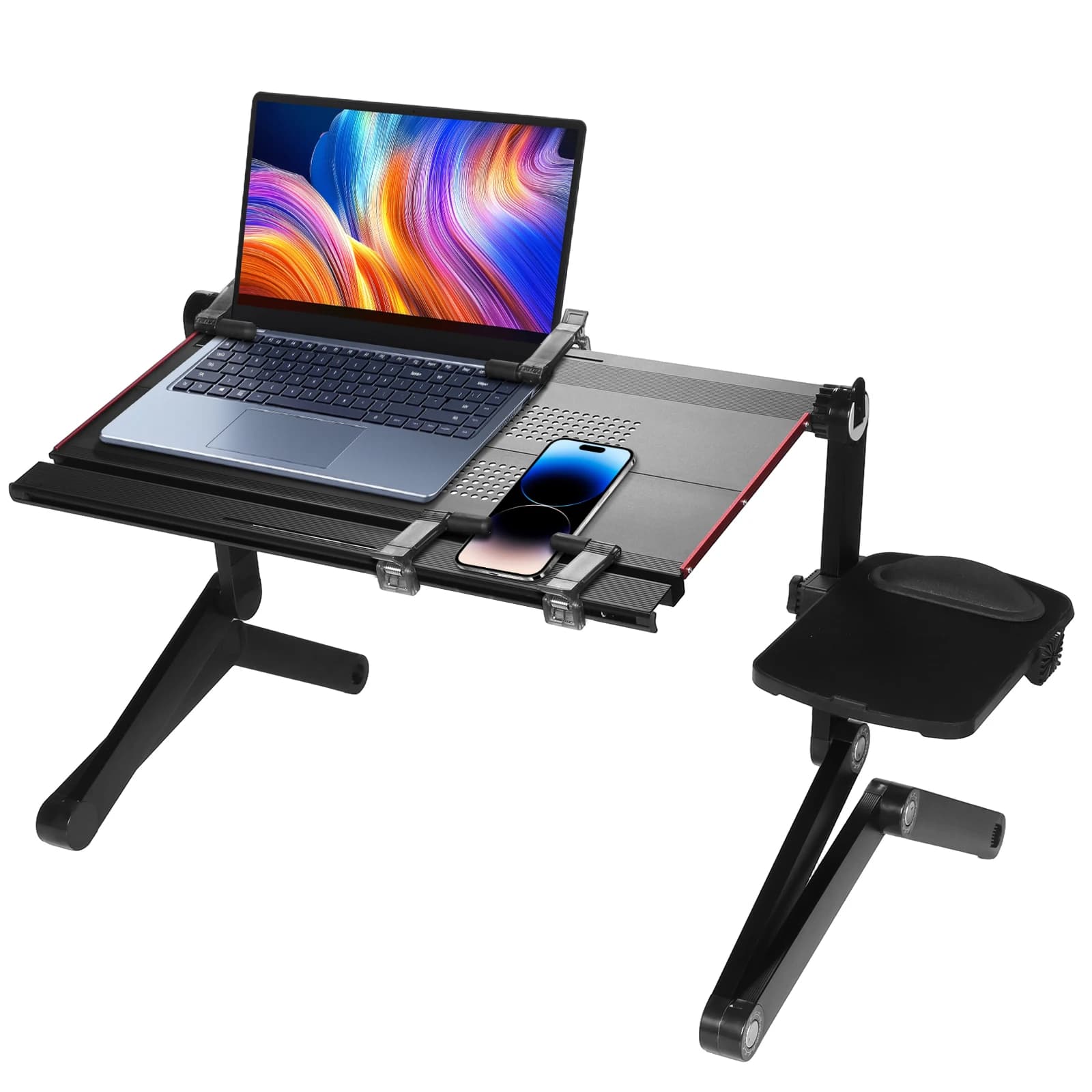 Scrivania Pieghevole per Laptop con Altezza Regolabile, Supporto per Computer da Divano, Poltrona e Pavimento