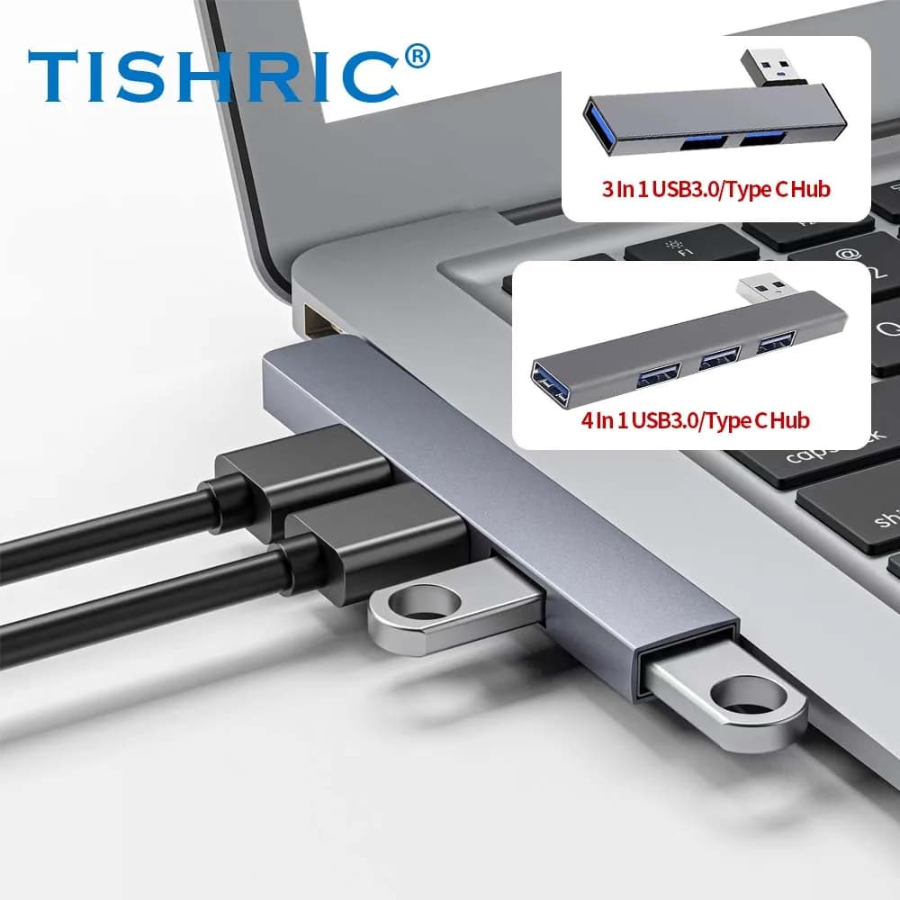 TISHRIC Type C/USB3.0 HUB To USB 2.0 USB 3.0 Splitter 3/4Ports Adapter OTG Extender Docking Station For Laptop Computer PC Phone