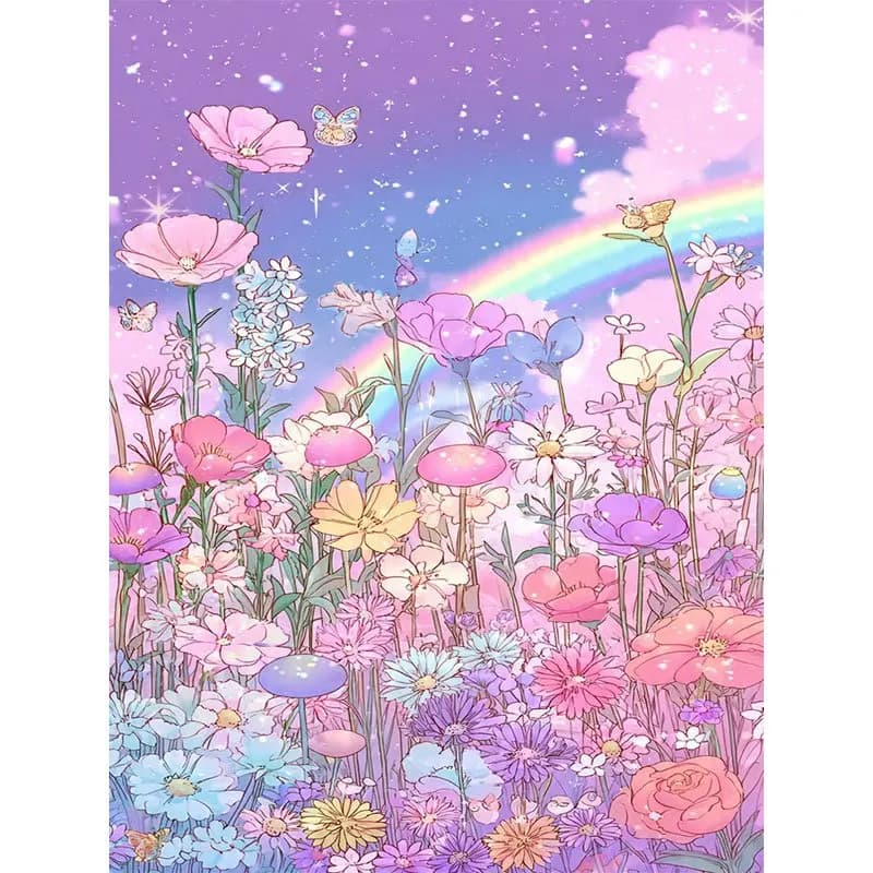 Frameless,Diamond Painting Dream Flower Sea Butterfly And Starry Sky Mosaic Handmade Artwork Full Round/Square Diamonds Gift Hom