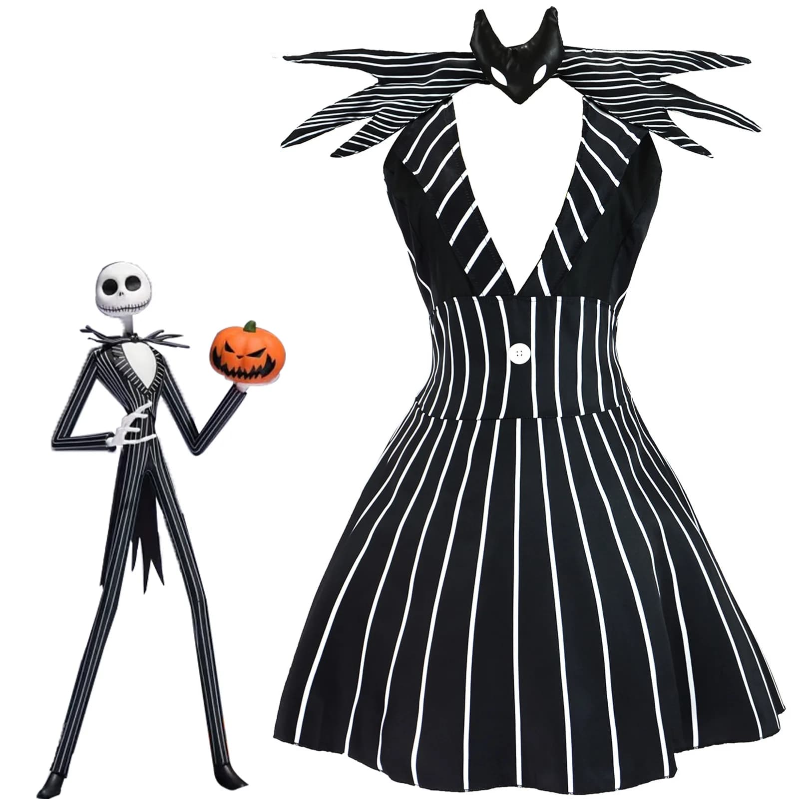 The Nightmare Before Christmas cosplay outfit, gender-swapped Jack cosplay costume, Jack Skellington Halloween outfit