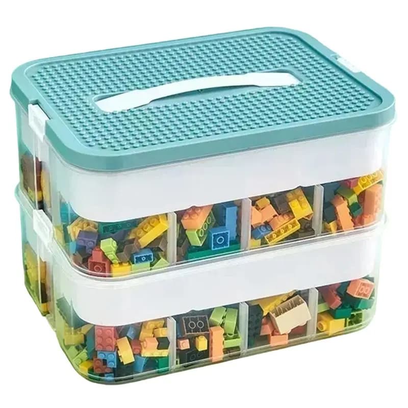 A53Q-Building Block Storage Box Adjustable Small Particle Jigsaw Puzzle Transparent Storage Container Organizer Box B