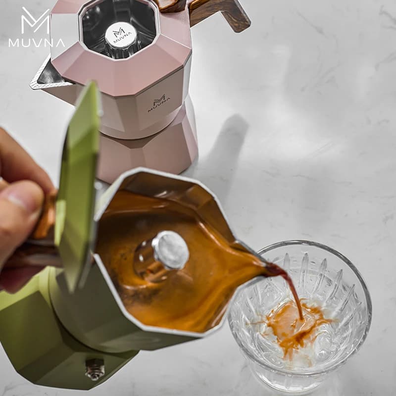 MUVNA Espresso Moka Pot 2/4 tazze Piano cottura Caffettiera e caffettiera - Portatile, ideale per la casa e il campeggio