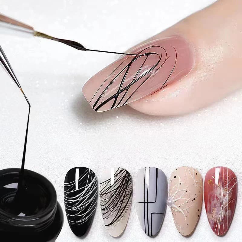 Nail Art Drawing Gel, Elastic Drawing Nail Polish Gel, Carving and Painting Line Drawing Gel, Black and White