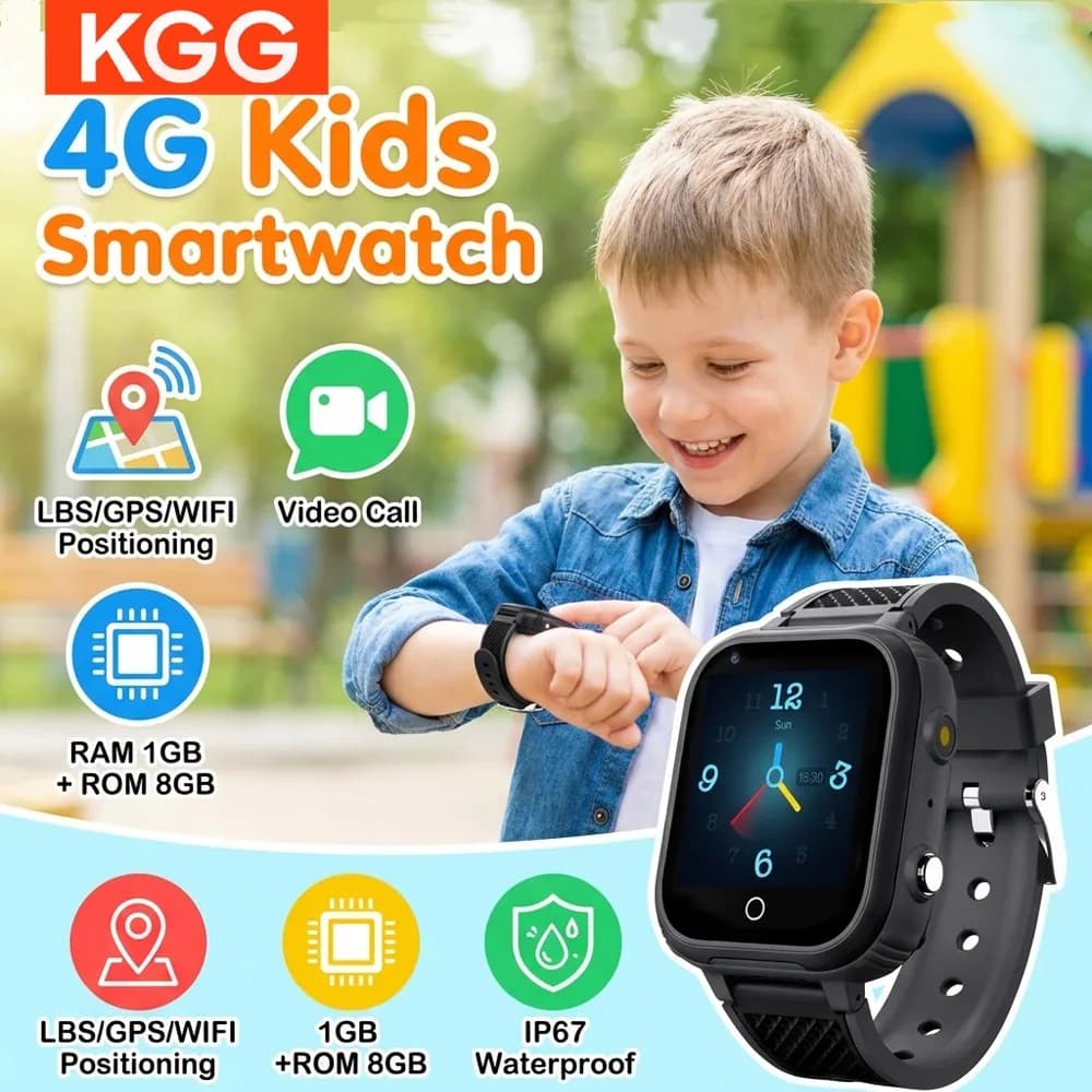 Smartwatch 4G per Bambini 1G+8G con GPS, Videochiamate, Chiamata Bidirezionale, SOS, WiFi, Chat Vocale, Pedometro e Giochi per Ragazzi e Ragazze