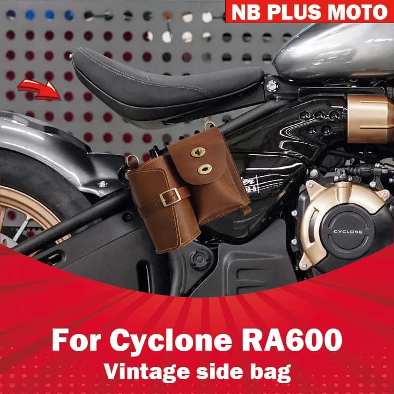 【Premium】For Cyclone RA600 retro water cup bag side bag modified accessories motorcycle cycling canvas cowhide water bottle hang