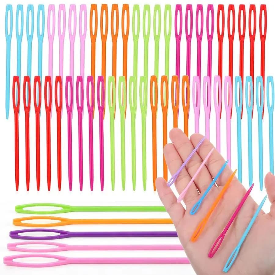 50/120pcs Plastic Sewing Needles, Knitting Tools for Sweater Scarf Woolen Doll Weaving DIY Handicraft, Tailor Daily Use XJM