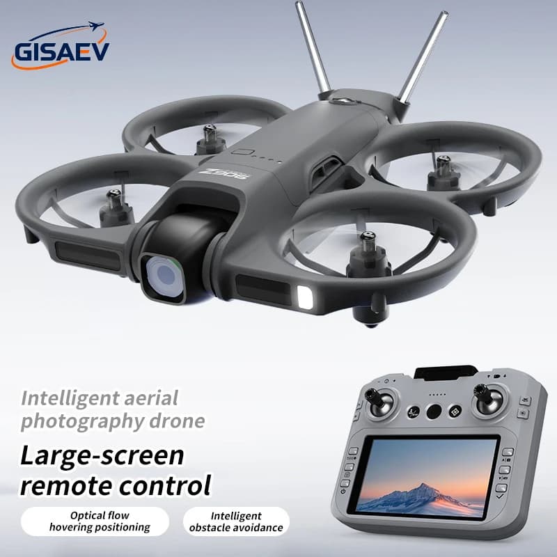 Drone GISAEV Z906 con Telecamera 4K e Telecomando con Schermo, Quadricottero RC Pieghevole con Posizionamento Ottico e Evitamento Ostacoli su 3 Lati