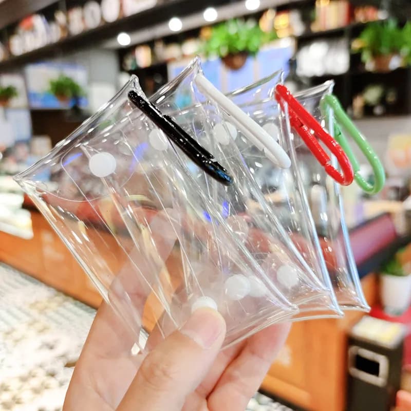 Small Transparent Keychain Coin Purse Pvc Clear Mini Female Key Lipstick Earphone Anime Doll Display Storage Bags Wallet Pouch