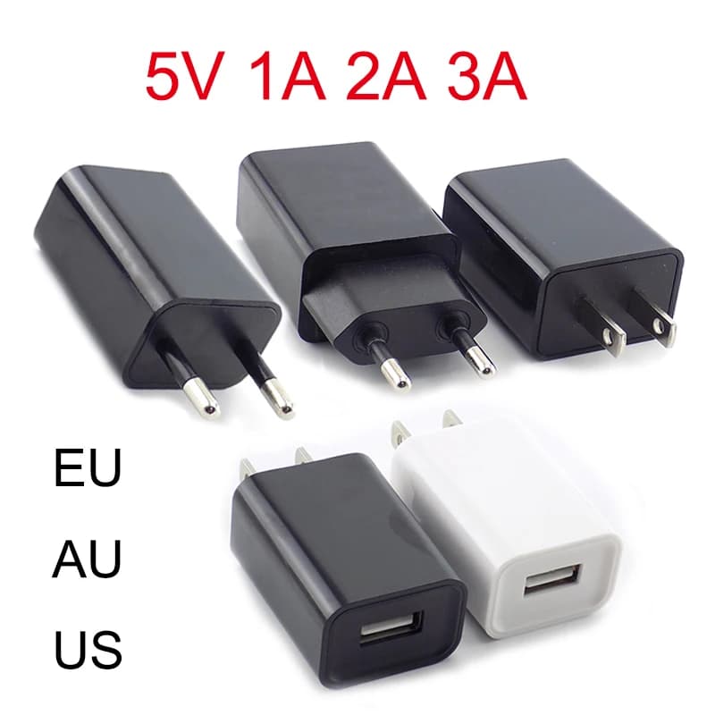 5V 1A 2A 3A Adattatore USB da viaggio Caricatore del telefono Adattatore di alimentazione Da muro Desktop Ricarica Power Bank Spina EU/US/AU N11 nero bianco