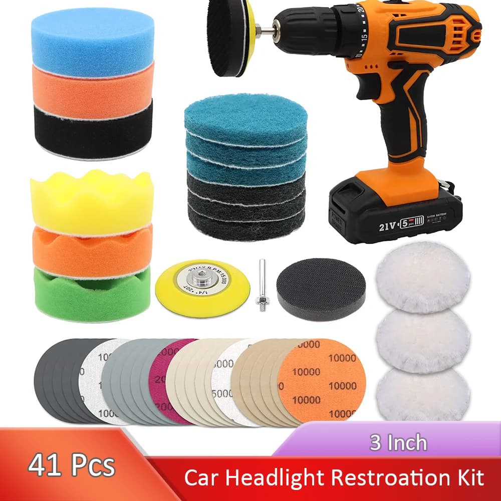 Car headlights Restoration kit 3 inch polishing discs with automotive polishing machine Abrasive sponge for polishing Soft interface booster