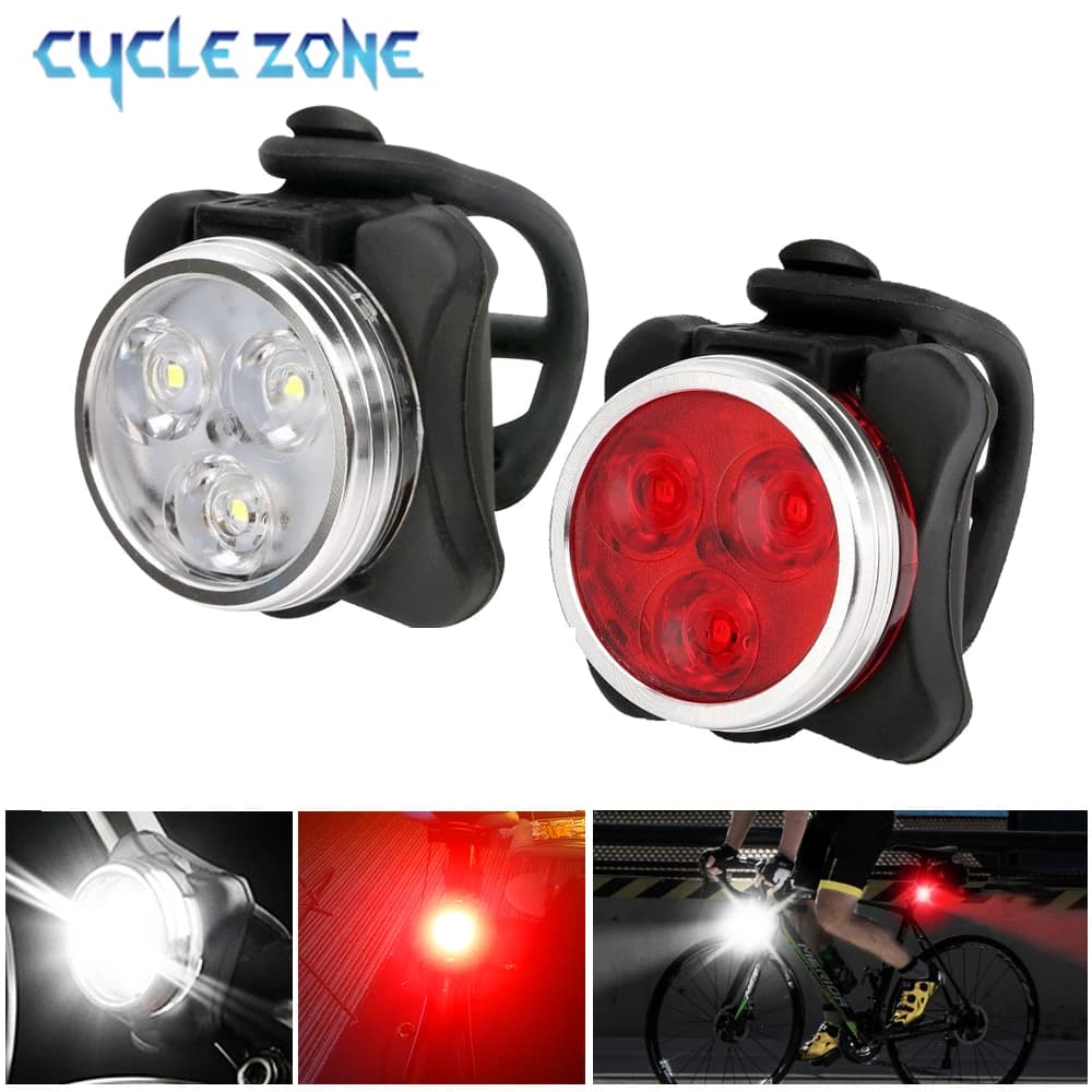 Mini fanale posteriore anteriore per bici portatile Lampada posteriore per bicicletta ricaricabile a LED per la sicurezza notturna Faro fanale posteriore per bici da strada MTB