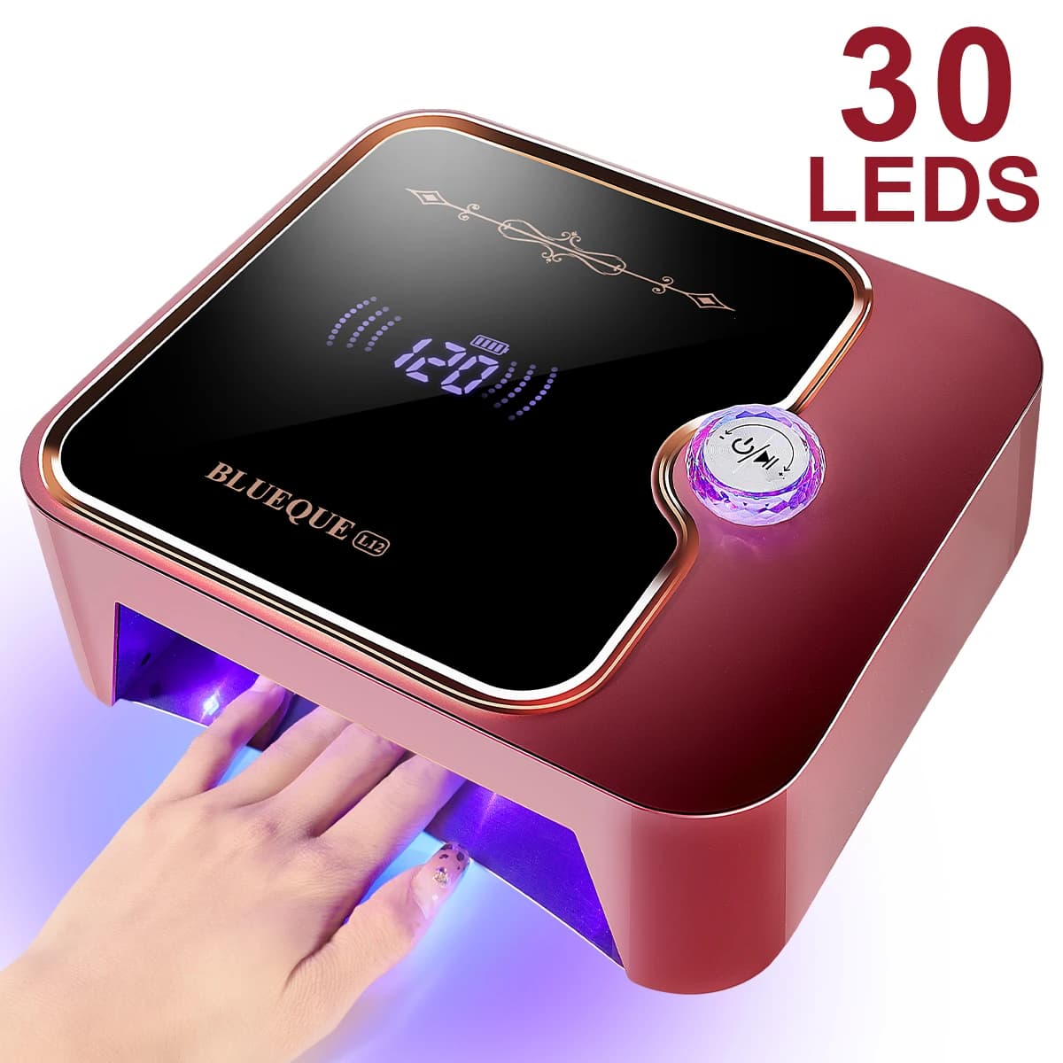 Lampada Professionale per Unghie a 30 LED Ricaricabile, Asciugatore UV LED per Smalto Gel con 4 Timer e Sensore Automatico