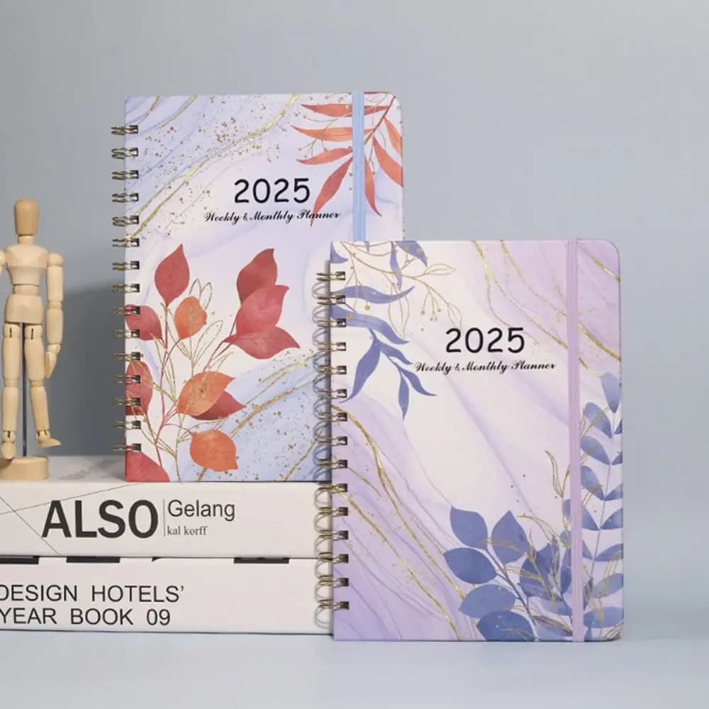 Agenda inglese da 365 giorni 2025 Libro Piano settimanale Diario mensile con fiori Lista delle cose da fare Agenda a fogli mobili A5 Agenda