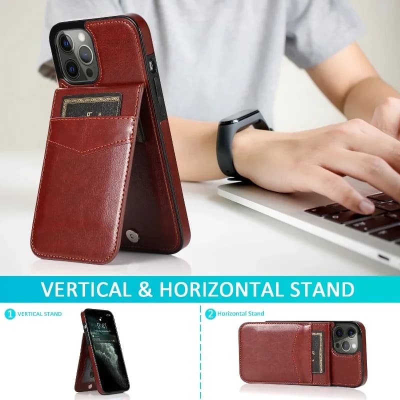 New Wallet Card Vertical Phone Case Suitable for iPhone 15 14 Plus 13 12 Mini 11 Pro Max 8 7 Plus Leather Phone Case