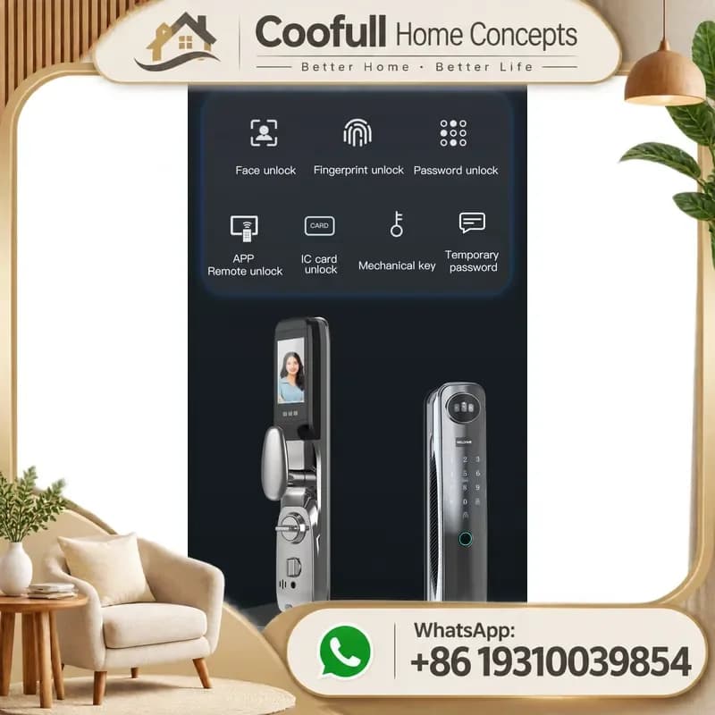 Smart Door Lock 3D Face Recognition Fingerprint Wifi For Steel Gate Biometric Keyless Entry Memory Card Access Control System