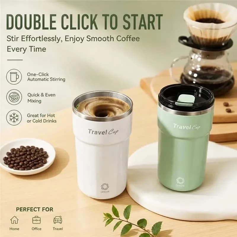 New rechargeable self stirring cup+ice tray, 304 stainless steel inner pot rotor stirring, coffee protein powder shaking cup