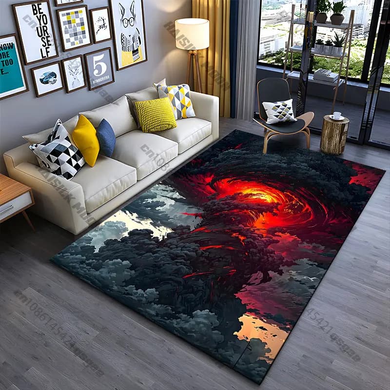 Tappeto con motivo tempestoso e caotico, tappeto da yoga, decorazione per soggiorno, tappeto per gattonare per bambini, zerbino, tappeto decorativo, tappeto da gioco