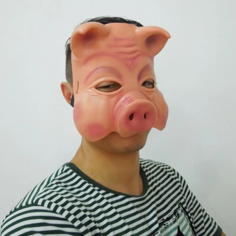 Halloween Supplies latex mask with ball Pork half face mask for animals