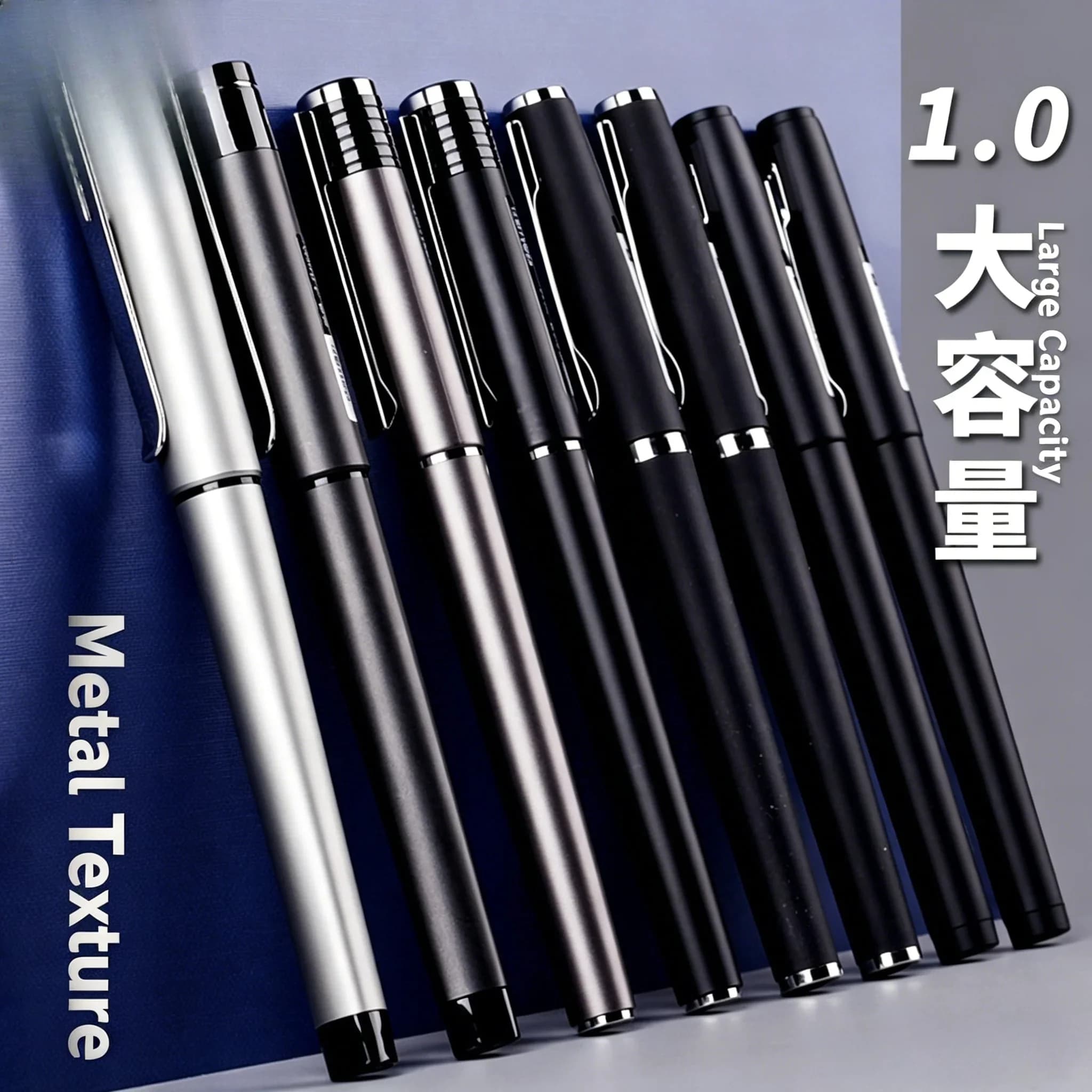 12Pcs S107 1.0mm Black Carbon Gel Pens Bold Tip for Calligraphy Signature Business Office School Students Writing Pen Set