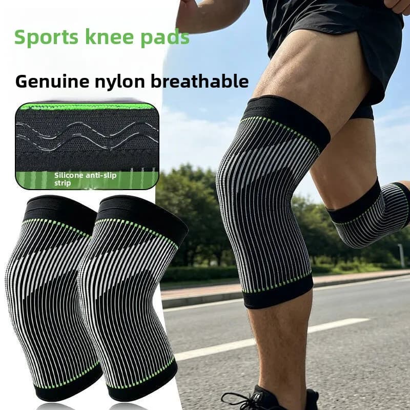 Compression Knitted Sports Knee Pads for Running Fitness Jump Rope Anti Twist Nylon Breathable Elastic Patella Warm Leg Guards