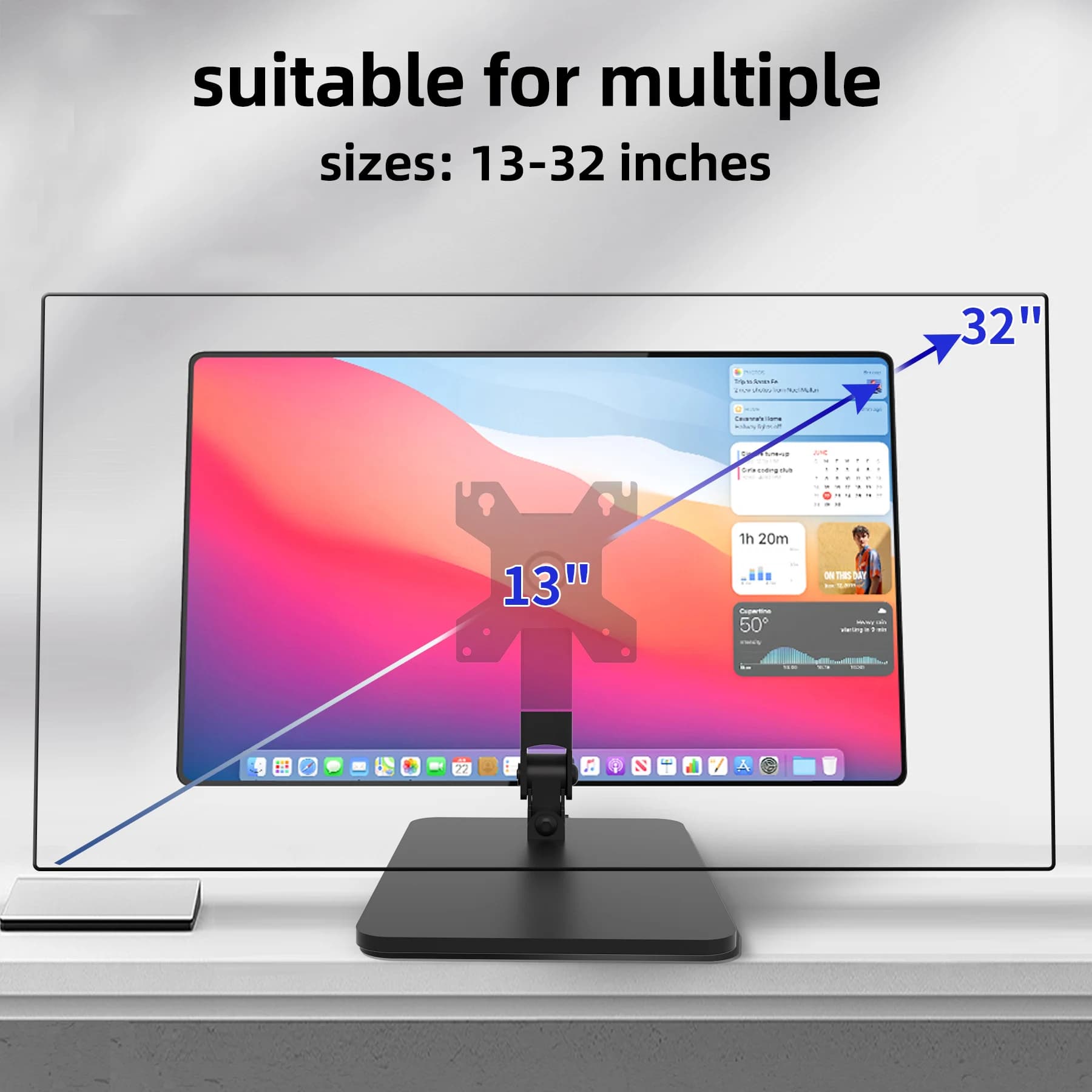 Supporto per monitor regolabile per touchscreen da 13-32 pollici, braccio pieghevole per monitor orientabile/inclinabile, supporto resistente per scrivania