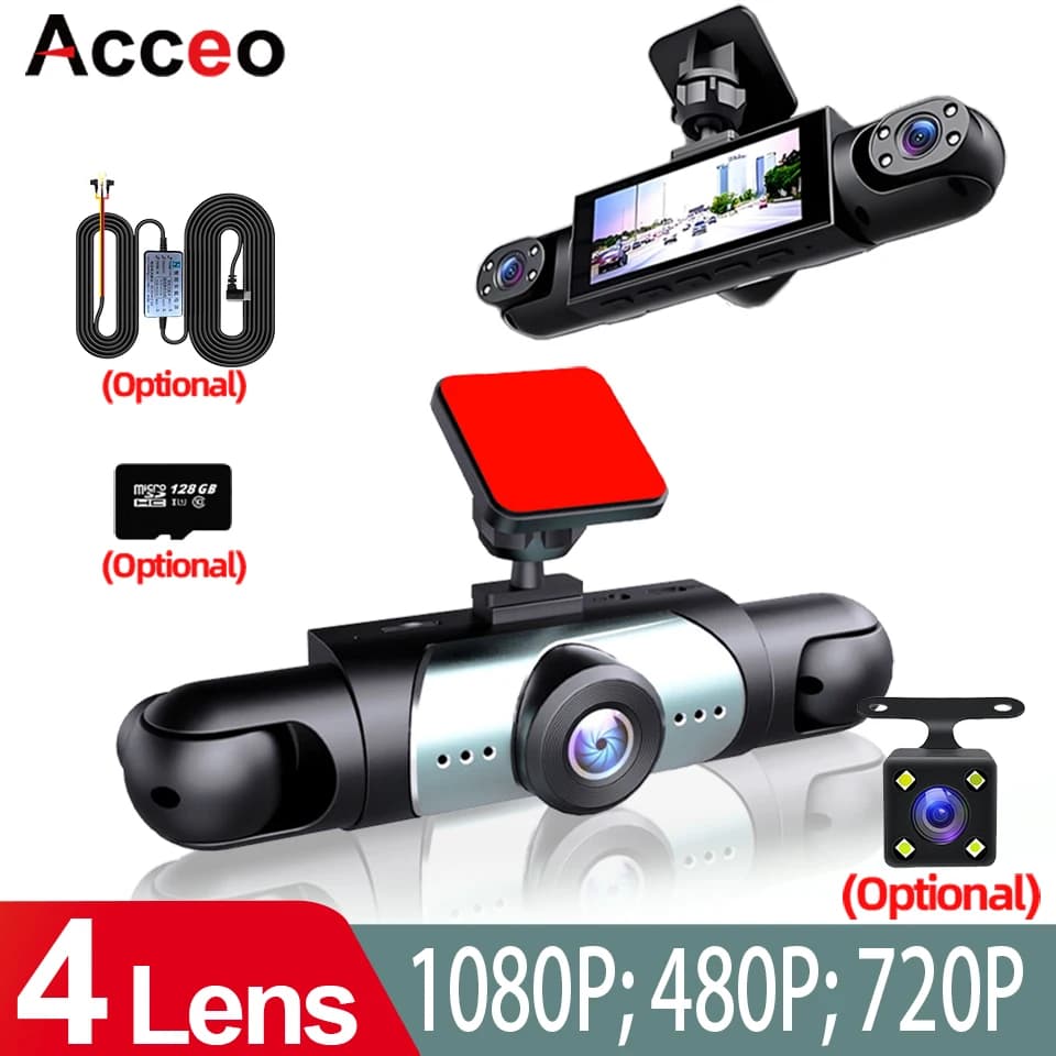 Dash Cam 1080P with Full HD Night Vision, 4 Lens Support, Loop Registration, 24/7 Parking Monitoring, Optional Car Camera
