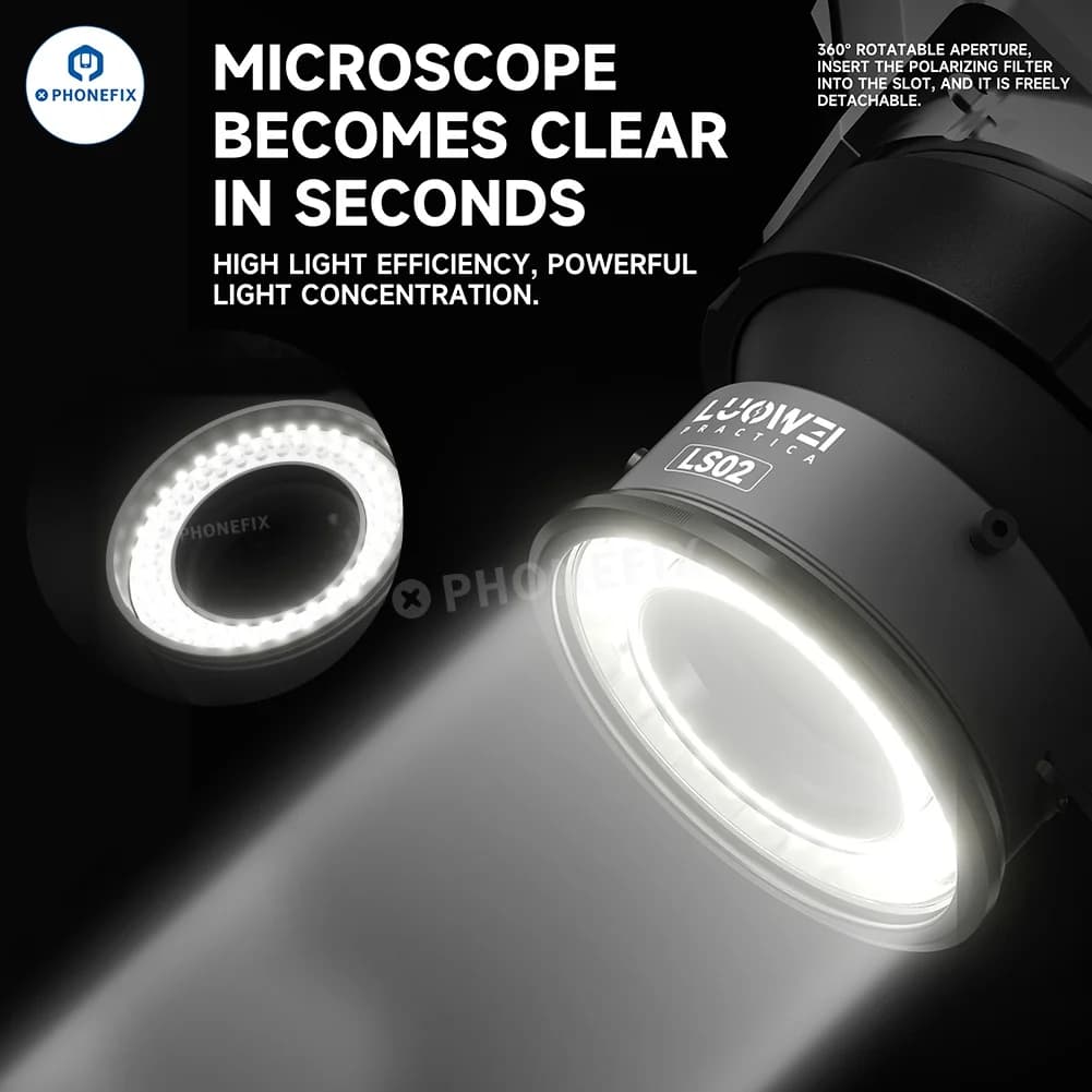 Luowei Double Polarized Microscopy Polarized Light Ring 64 LED Anti-reflective Sense Ultra Bright Reflections for Most Microscopy Lights