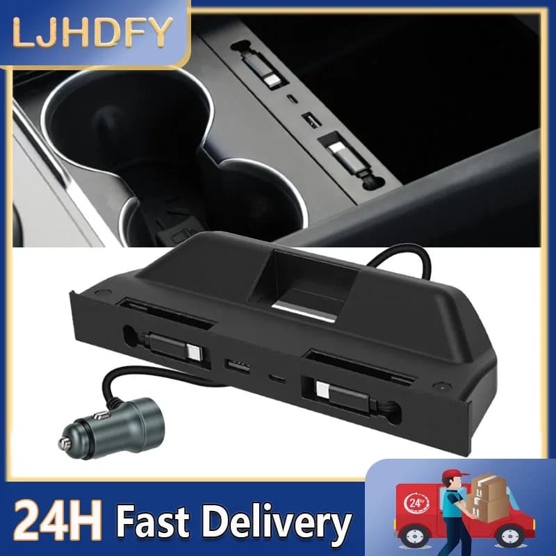 Center Console USB HUB Type-C Fast Charging Hub for Tesla Juniper/ LR / Highland