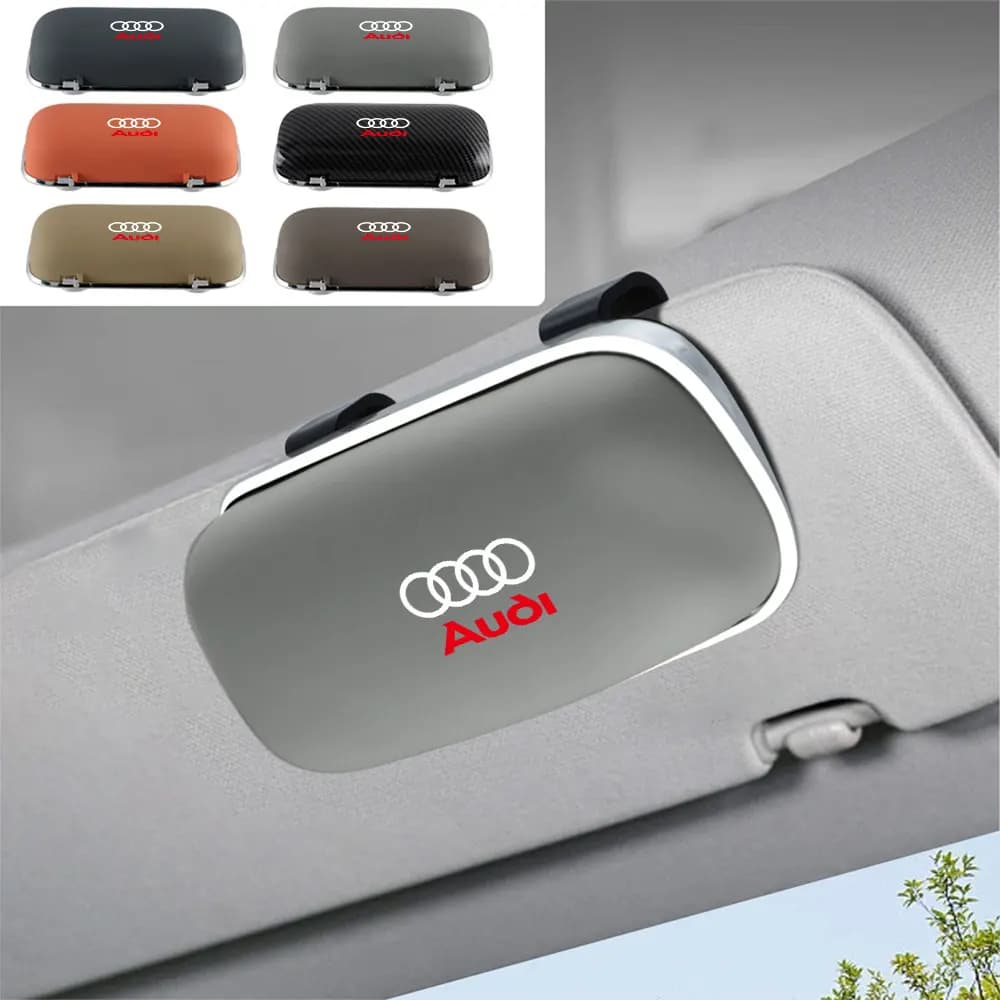 For Audi Sline A1 A2 A3 A4 A5 A6 A7 A8 Q1 Q2 Q3 RS5 Car Glasses Case Auto Sunshade Glasses Clip Sunglasses Storage Box Valve Cap