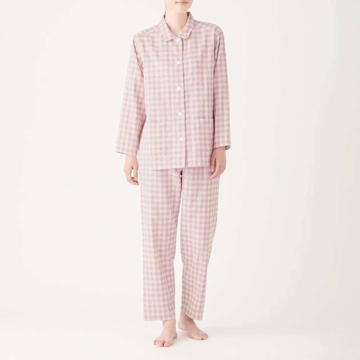 Japanese PJS 100% Cotton Double-layer Yarn Couple's Pijamas Women Sleepwear Men Long Sleeve Pants Pajamas Set Ladies Homewear
