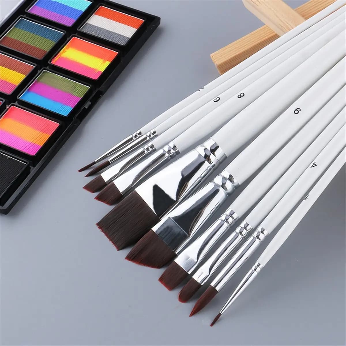 Set di 10 Pennelli per Trucco, Pennelli per Pittura Acrilica per Viso, Corpo e Scarpe