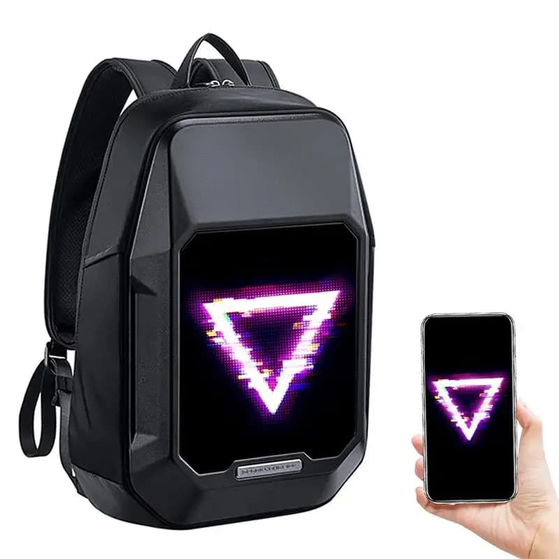 Zaino per Laptop da 15 Pollici con Display LED 64x64 Pixel, Borsa a Tracolla Impermeabile per Fotocamera, Zaino Portatile da Uomo, Zaino Scolastico