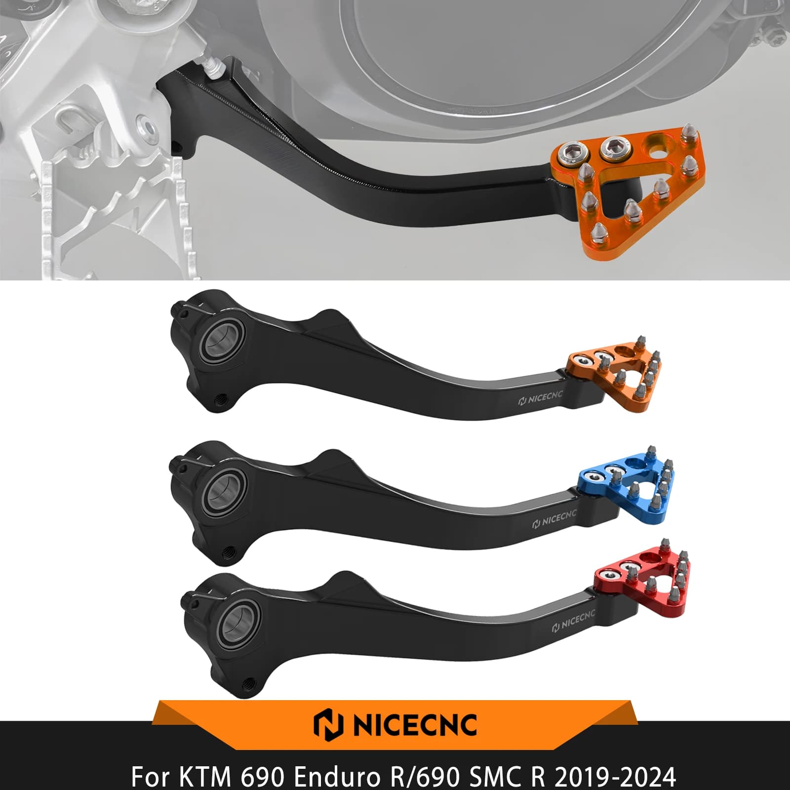 NICECNC Pedale Freno Posteriore Supermoto per Husqvarna 701 Enduro, KTM 690 Enduro R, 690 SMC R 2019-2024, GasGas 700 SM/ES