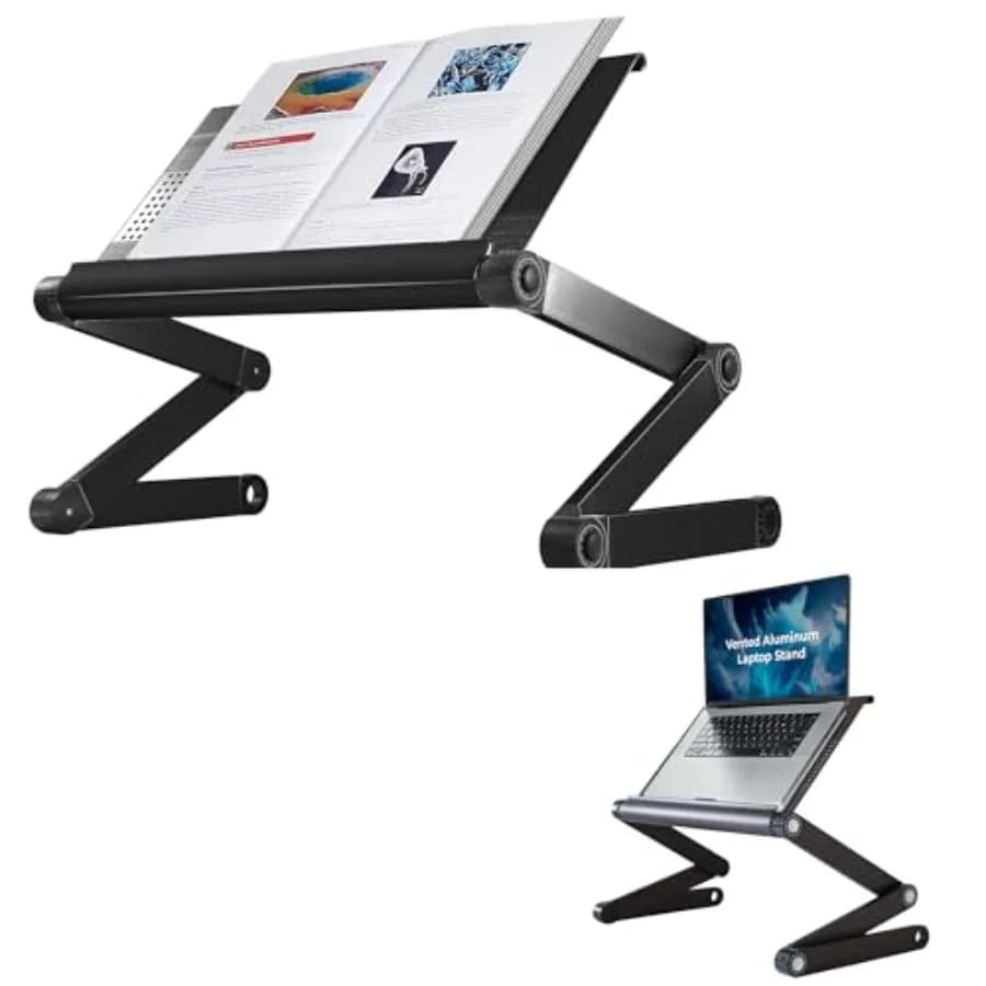 Supporto Regolabile per Libri, Tablet e Laptop in Alluminio, Stand Portatile per Lettura, per Libri di Testo, Ricettari, Supporto per Ricette da Cucina