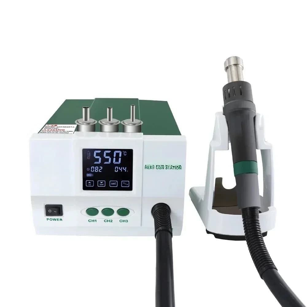 Pistola termica da saldatura 1200W con display digitale LCD, controllo della temperatura touch, antistatica, con ventola elettrica