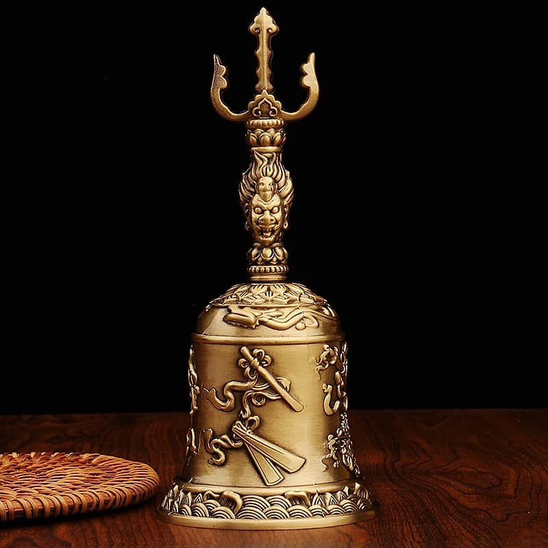 Vintage Copper Hand-rattle Bell Sound Healing Chime Creative Ornament Tibetan Bells Meditation Musical Instruments Percussion