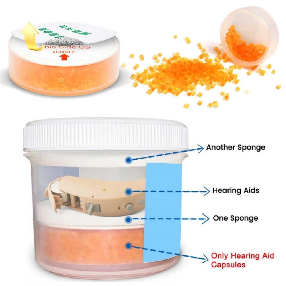 Capsula di asciugatura essiccante per apparecchi acustici Deumidificatore Pallet di asciugatura Capsula di asciugatura circolare Apparecchio acustico Accessori speciali per la cura dell'orecchio