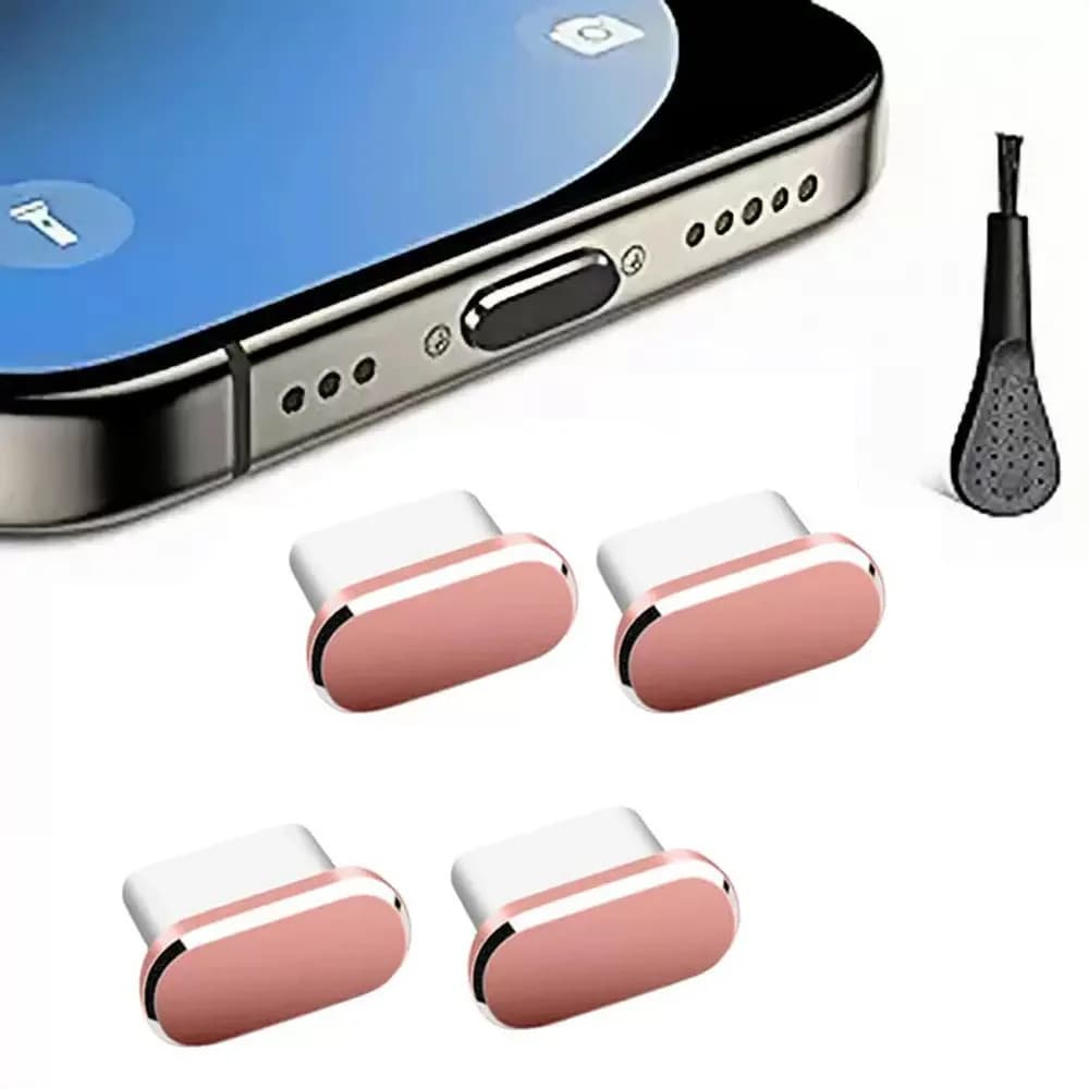 4 pcs USB C dust cap with brush for cleaning Anti powder USB-C plug charging port cover caps for iPhone15 17 Samsung Smart Phone