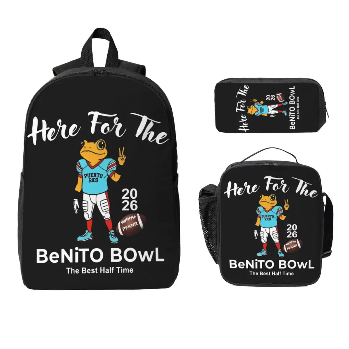 Zaino per bambini Bad Bunny Football, borsa per il pranzo, astucci per penne, per ragazzi e ragazze, zaini prescolari, set di zaini scolastici