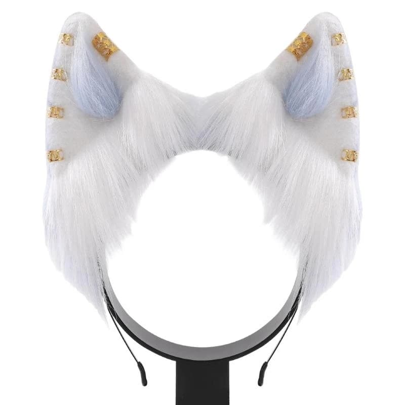 New Year Performances Foxes Ear Hairband with Alloy Earring Decor Foxes Ear Headbands Gothic Cartoon Hair Hoop