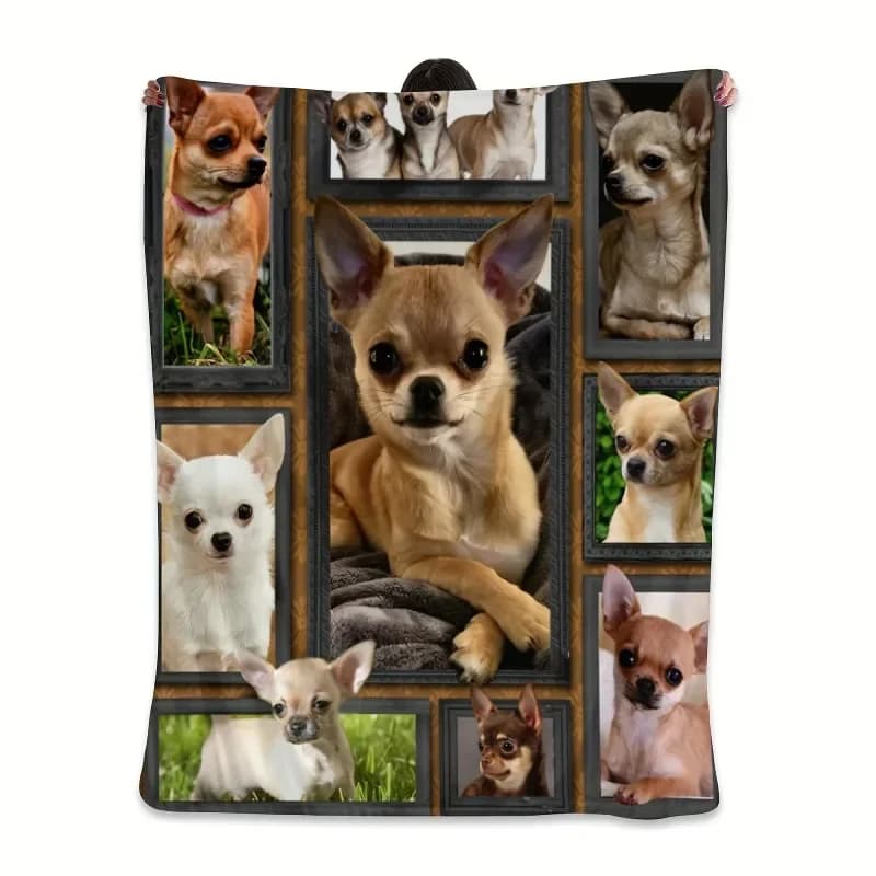 Coperta per divano morbida in flanella di velluto per camera da letto in poliestere stampato digitale con puzzle per cani Coperta morbida per divano in pile per letti