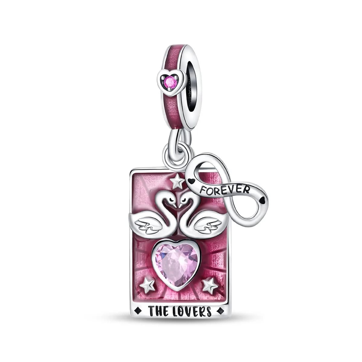 Placcato in argento 925 The Lovers Tarocchi Card Mystical Romantic Charms Fit Original 925 Charms Bracciale Perline Gioielli Regali per le donne