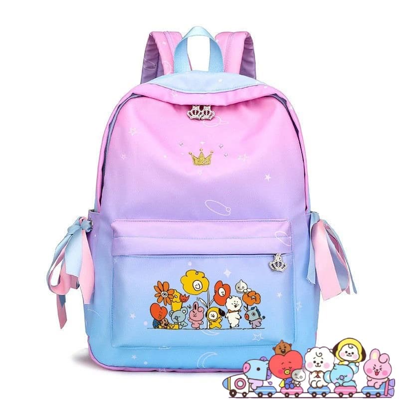 Zaino scolastico BT21 anime, carino, sfumato, kawaii, per ragazzi e ragazze, con scomparto per laptop, zaino sportivo da viaggio, idea regalo.