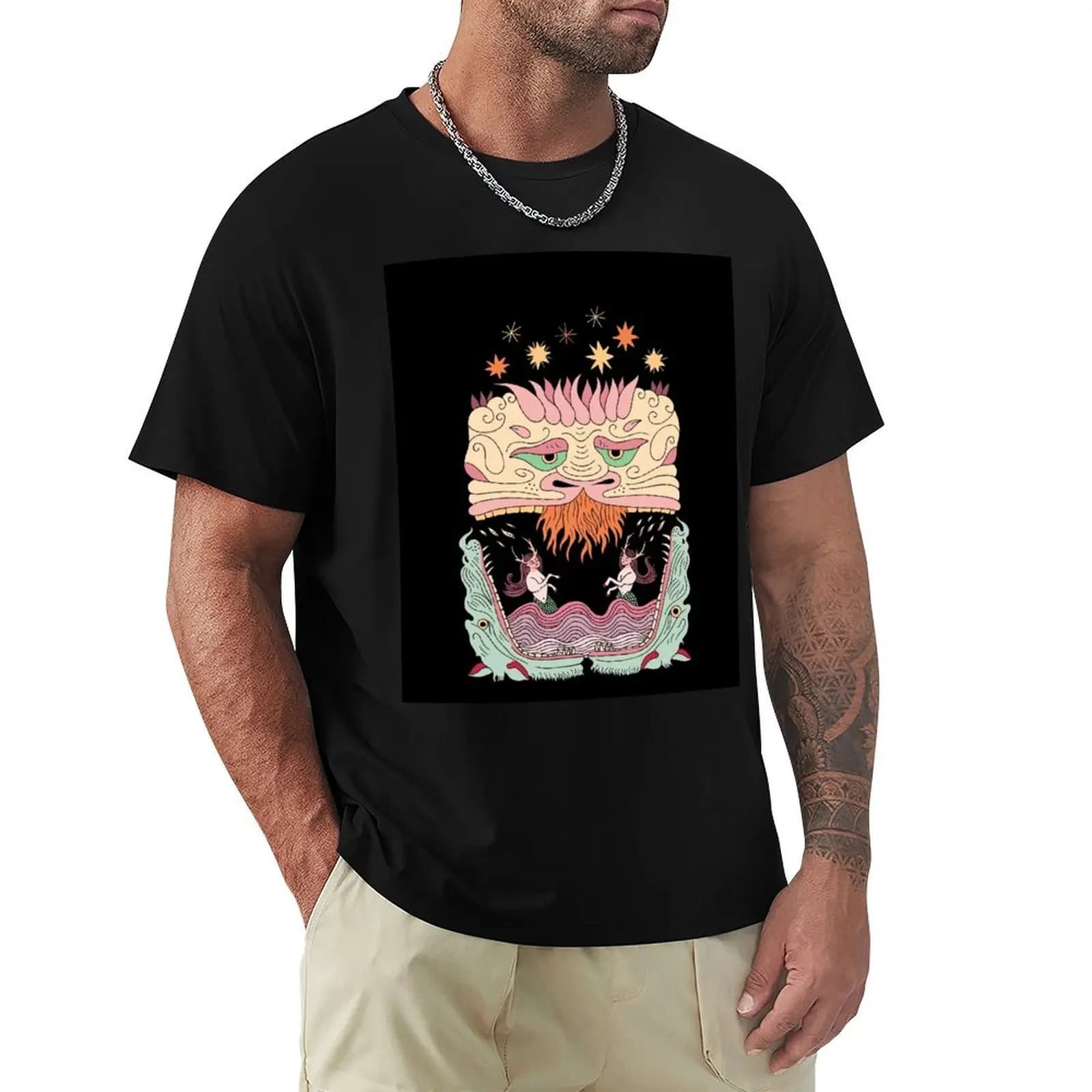 Dragons & Mermaids T-Shirt Functional Casual Short Sleeve Tee