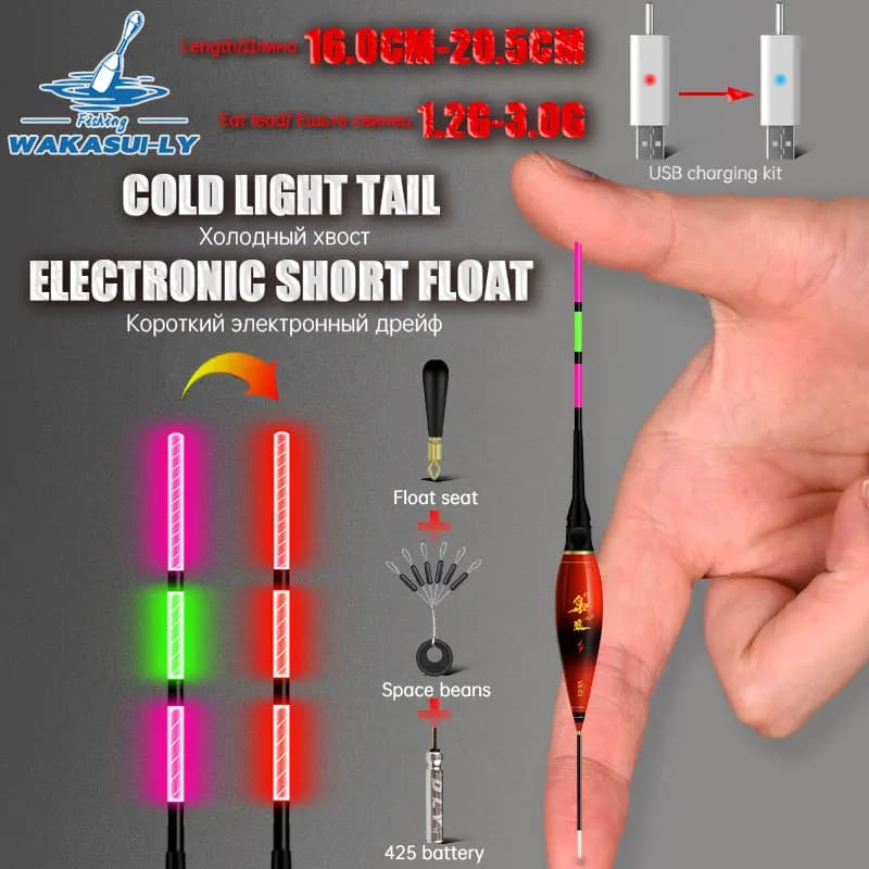 New Night Fishing Short Fishing Float Gravity Sensing High Sensitivity Bite Hook Color Changing Outdoor Winter Fishing Float