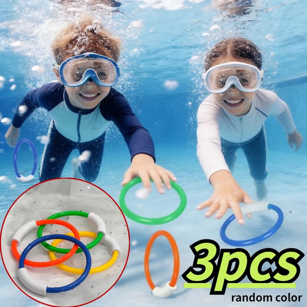 Set di 3 Anelli da Immersione, Giochi Acquatici Galleggianti, Giochi da Spiaggia per Allenamento Coordinazione Occhio-Mano, Giochi per Parco Acquatico