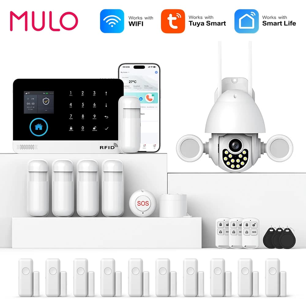 Sistema di allarme MULO per la sicurezza antifurto domestica 433 MHz GSM Allarme domestico Wireless PG103 WiFi Alarma Tuya Smart App Funziona con Alexa