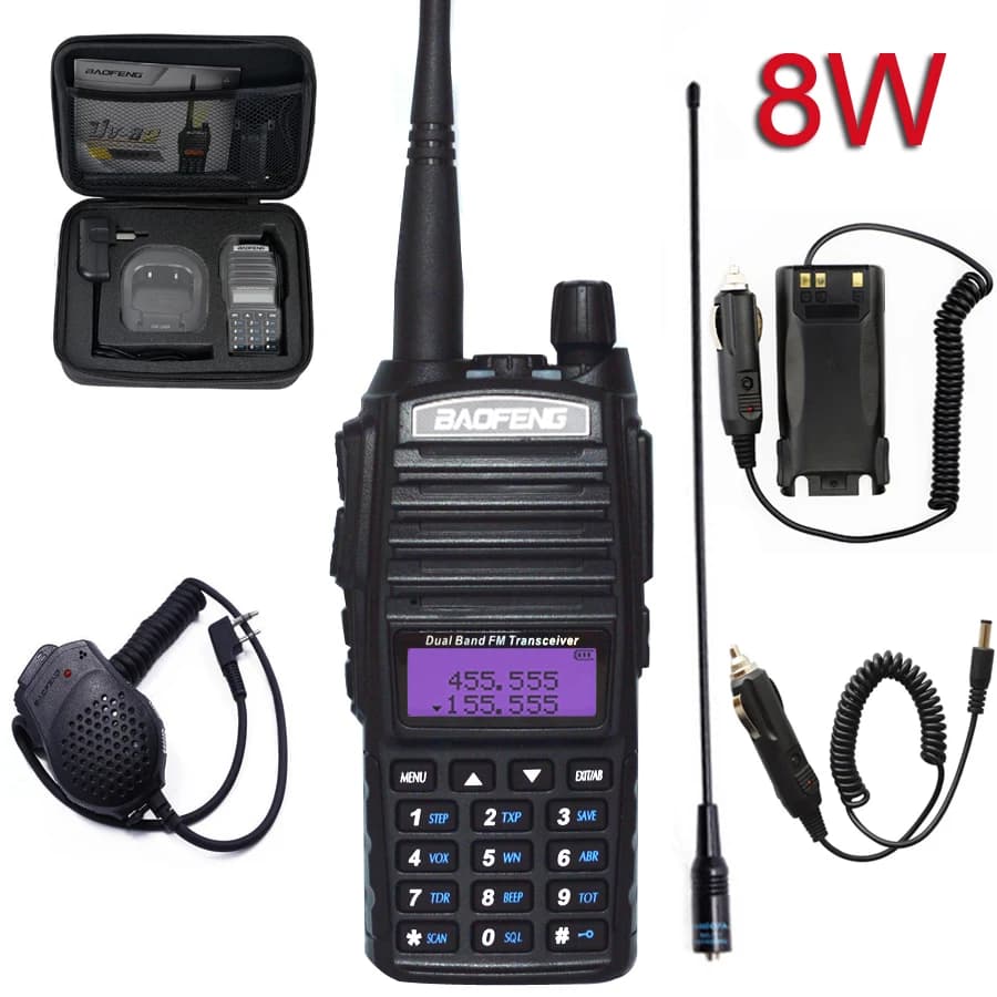 Professionale Walkie Talkie UV82 FM Baofeng UV 82 8W Ham Radio Stazione VHF UHF Ricetrasmettitore Caccia Radio Amateur Comunicador