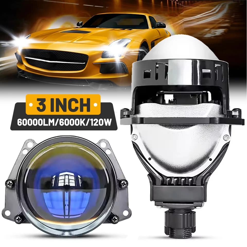 2PCS 3 Pollici Bi LED Lenti Per Proiettore Per Faro Hella 120W 60000LM Lampada Auto Luci Auto Retrofit Kit Lente Iperboloide